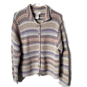 Talbots Multicolor Knit Button Up Cardigan Sweater